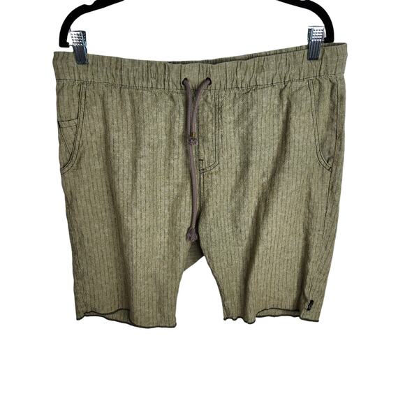 Howe Pull On Linen Blend Striped Shorts Green Men's Size 36 - Picture 1 of 9